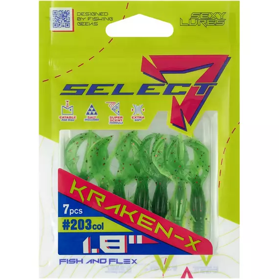 Силікон Select Kraken-X SE 1.8" #203 (7шт/уп), Длина силикона: 1.8" (4.57 см), Расцветка силикона: 203, фото , изображение 2